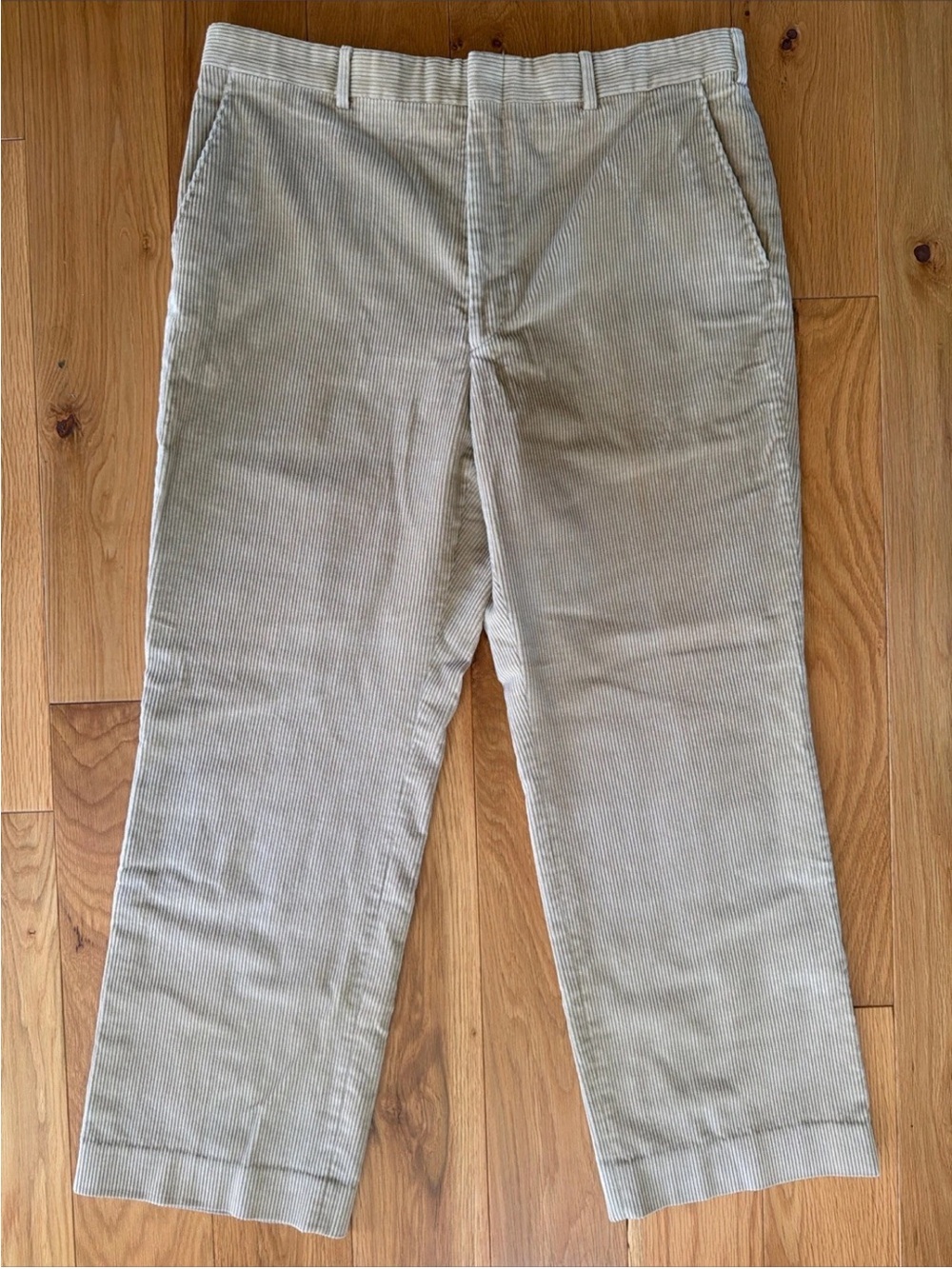 L.L. Bean Corduroy Pants 38x29.5 Beige Cotton Blend Flat Front USA Vintage